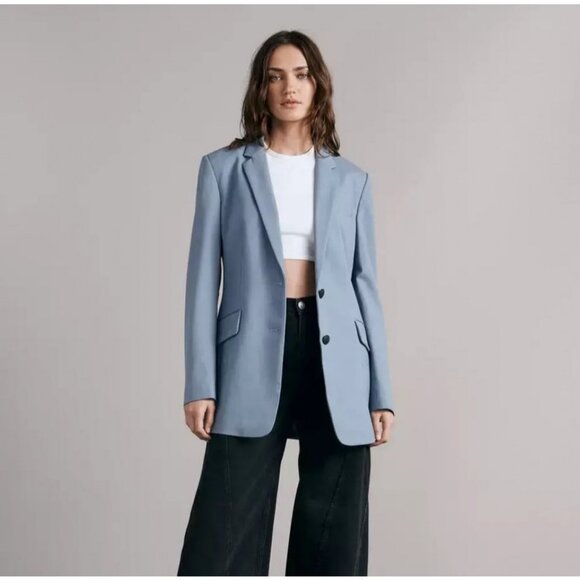 NWT Rag & Bone Charles Twill Wool Blend Blazer in Prairie Blue - Picture 1 of 7